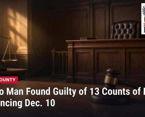 Fostoria News Courtroom scene with judge's bench and gavel, Toledo rape case verdict.